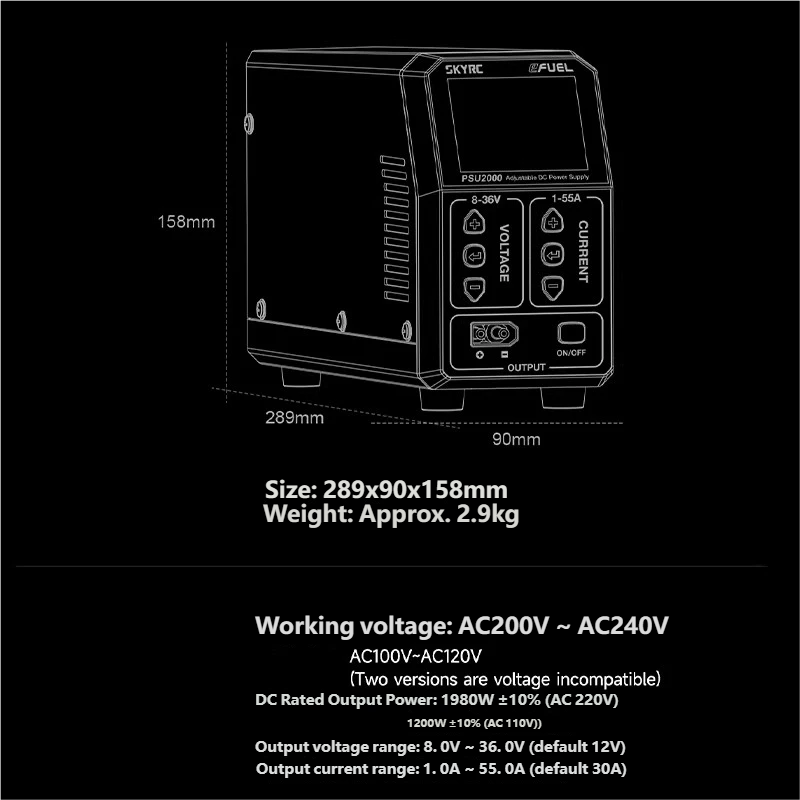 SKYRC PSU2000 1980W Catu Daya  - Drone With Rc ulasan dan harga